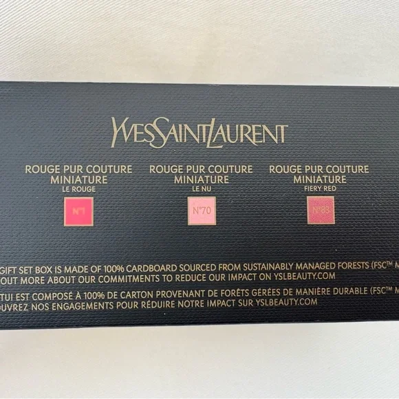 YSL Beaute Gold Pouch with 3 Lipstick Minis